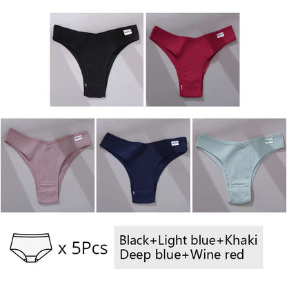 5Pack Womens Cotton Brazilian VWaist Panties  Low Rise Comfortable Bikini Underwear Set 11