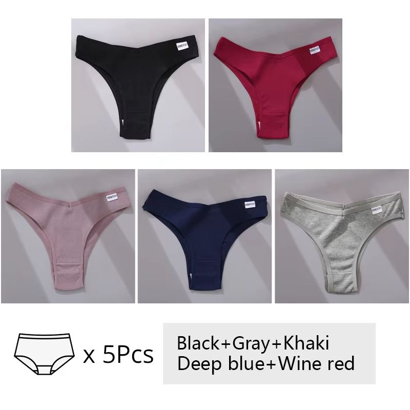 5Pack Womens Cotton Brazilian VWaist Panties  Low Rise Comfortable Bikini Underwear Set 12