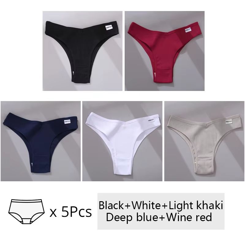 5Pack Womens Cotton Brazilian VWaist Panties  Low Rise Comfortable Bikini Underwear Set 13