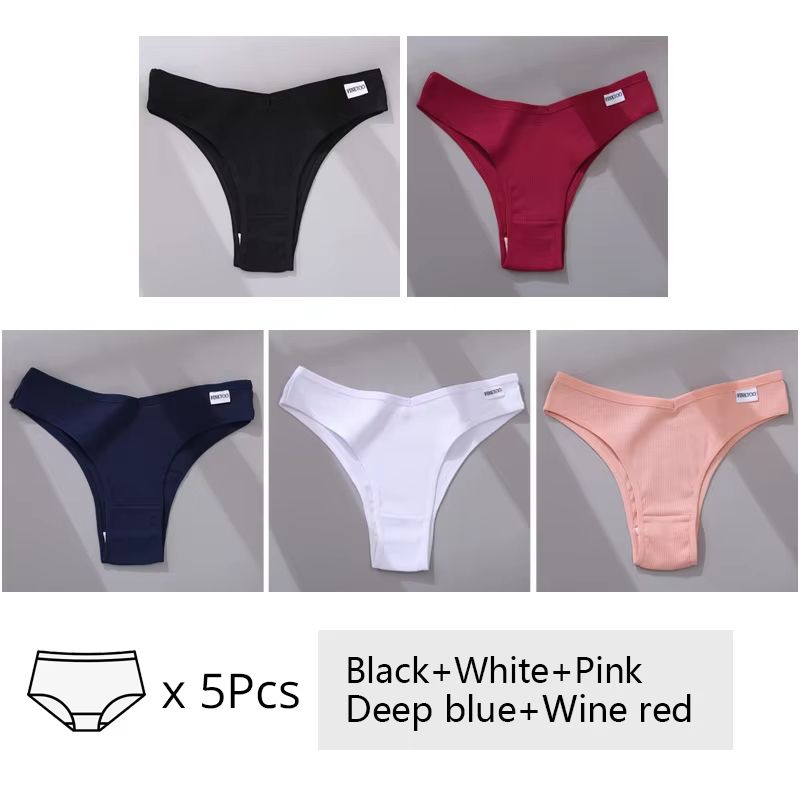 5Pack Womens Cotton Brazilian VWaist Panties  Low Rise Comfortable Bikini Underwear Set 14
