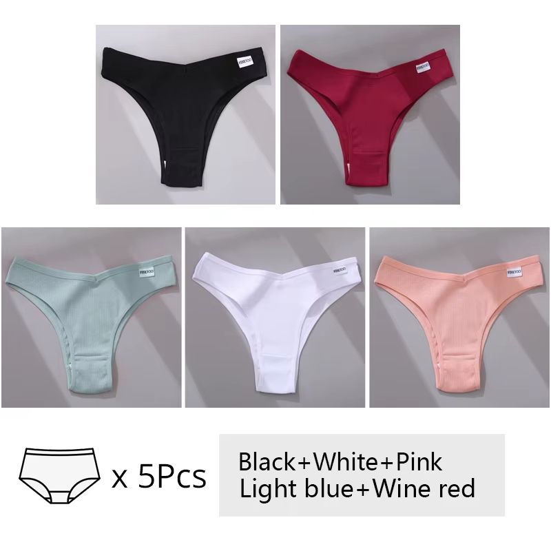 5Pack Womens Cotton Brazilian VWaist Panties  Low Rise Comfortable Bikini Underwear Set 15