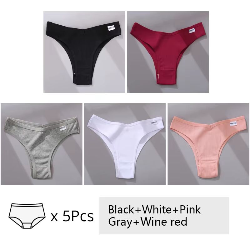 5Pack Womens Cotton Brazilian VWaist Panties  Low Rise Comfortable Bikini Underwear Set 16