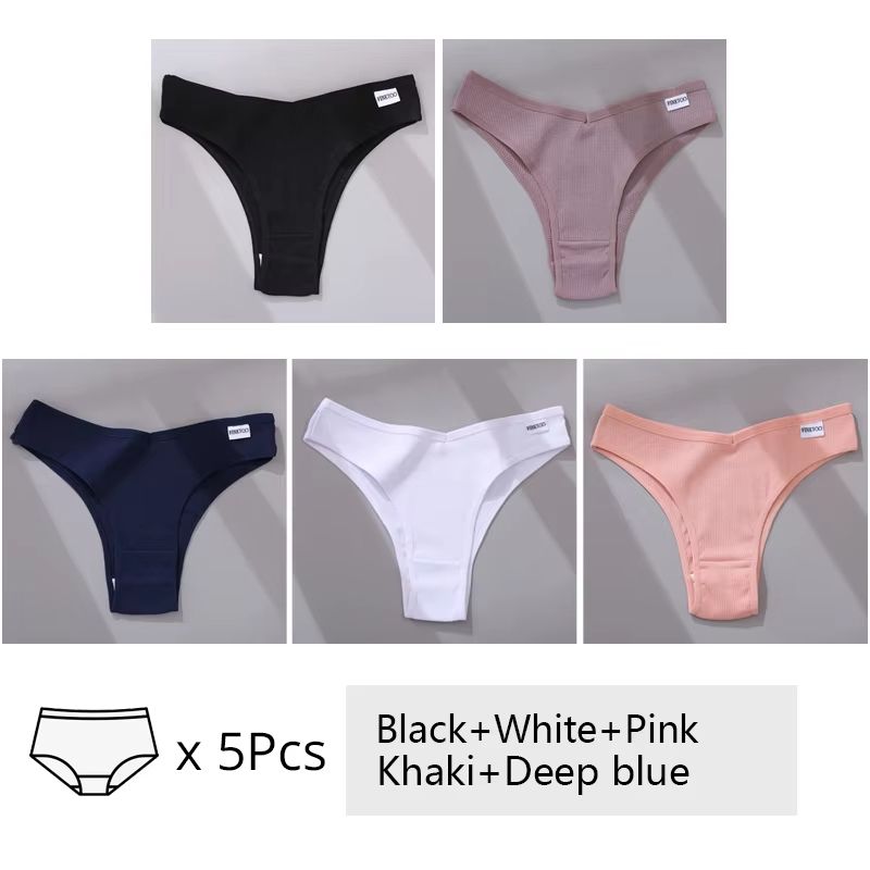 5Pack Womens Cotton Brazilian VWaist Panties  Low Rise Comfortable Bikini Underwear Set 17