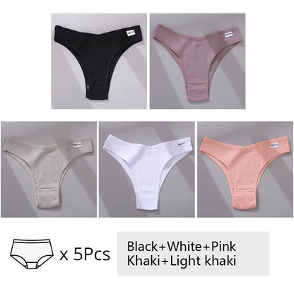 5Pack Womens Cotton Brazilian VWaist Panties  Low Rise Comfortable Bikini Underwear Set 18