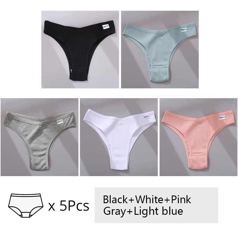 5Pack Womens Cotton Brazilian VWaist Panties  Low Rise Comfortable Bikini Underwear Set 19