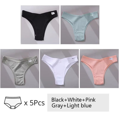 5Pack Womens Cotton Brazilian VWaist Panties  Low Rise Comfortable Bikini Underwear Set 19