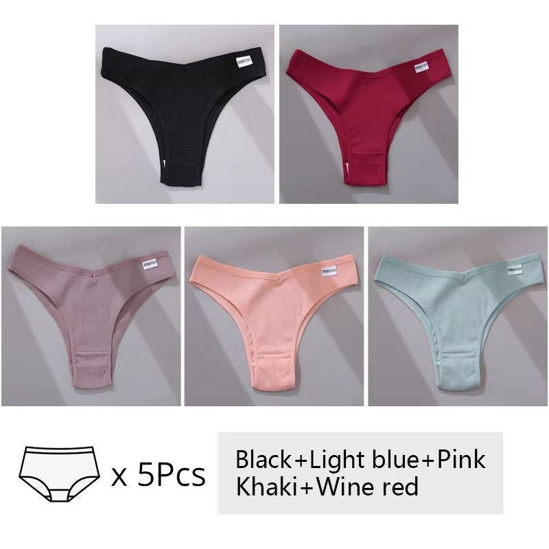 5Pack Womens Cotton Brazilian VWaist Panties  Low Rise Comfortable Bikini Underwear Set 6