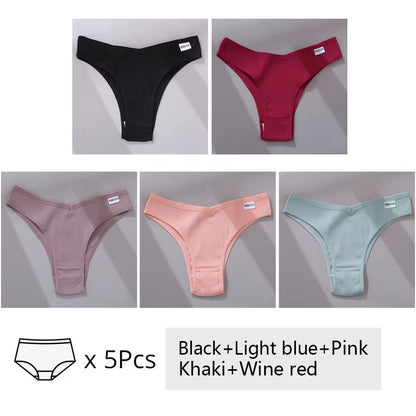 5Pack Womens Cotton Brazilian VWaist Panties  Low Rise Comfortable Bikini Underwear Set 6