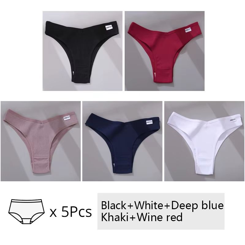 5Pack Womens Cotton Brazilian VWaist Panties  Low Rise Comfortable Bikini Underwear Set 7