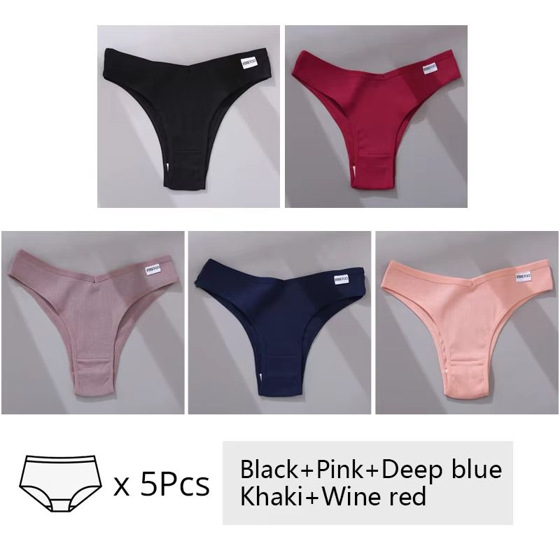 5Pack Womens Cotton Brazilian VWaist Panties  Low Rise Comfortable Bikini Underwear Set 8