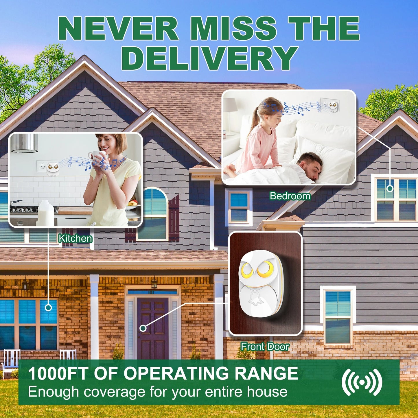 Wireless Doorbell Chime With Long Range Waterproof Outdoor Receiver 4