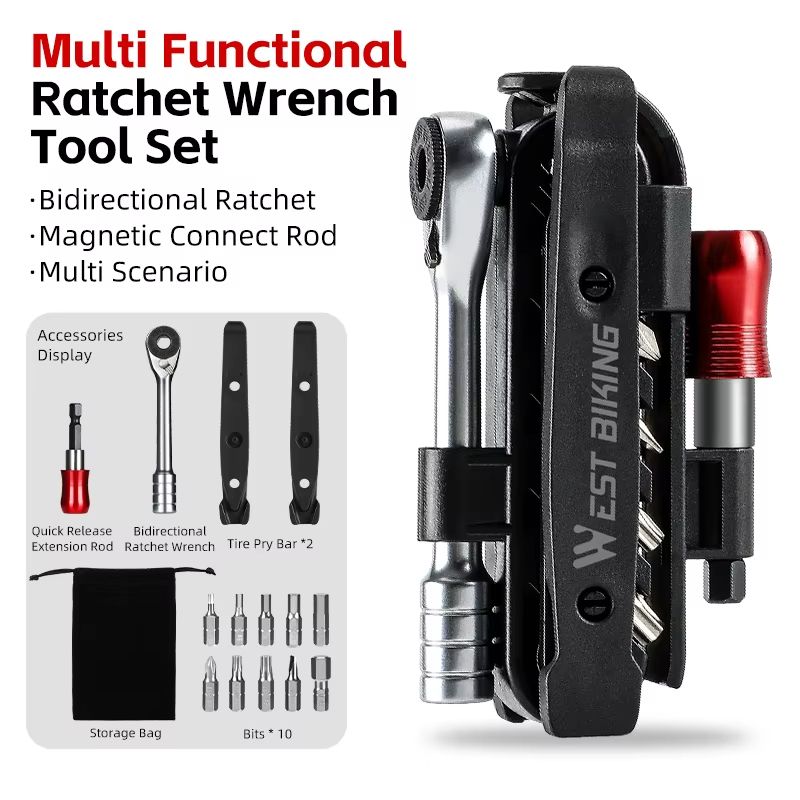 14in1 Bike Multitool Set With Ratchet Wrench  Compact Portable Bicycle Repair Kit For MTB  Road Bik 6