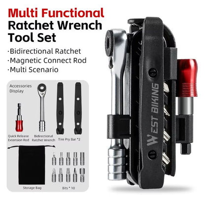 14in1 Bike Multitool Set With Ratchet Wrench  Compact Portable Bicycle Repair Kit For MTB  Road Bik 6