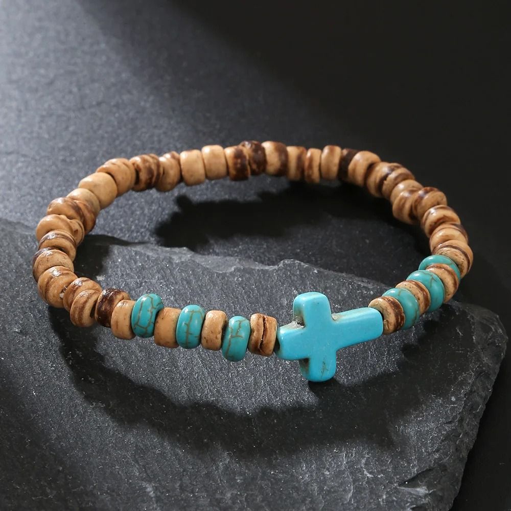 Vintage Beaded Bracelet For Men With Skull And Natural Stone Accents 10