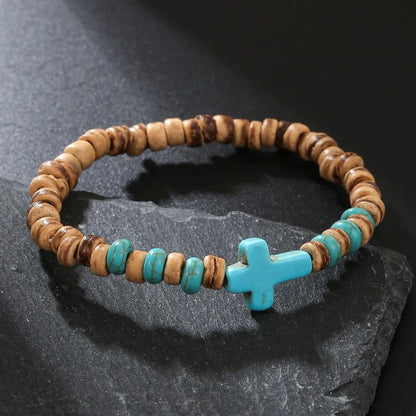 Vintage Beaded Bracelet For Men With Skull And Natural Stone Accents 10