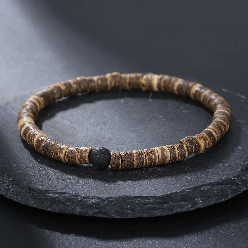 Vintage Beaded Bracelet For Men With Skull And Natural Stone Accents 13