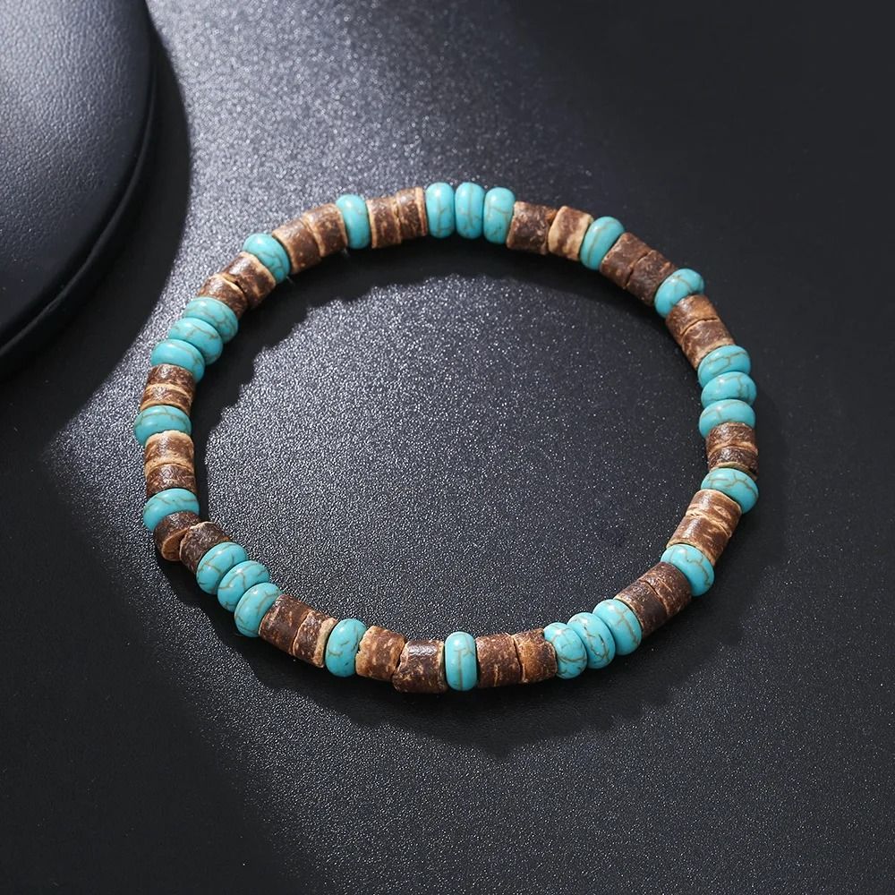 Vintage Beaded Bracelet For Men With Skull And Natural Stone Accents 14