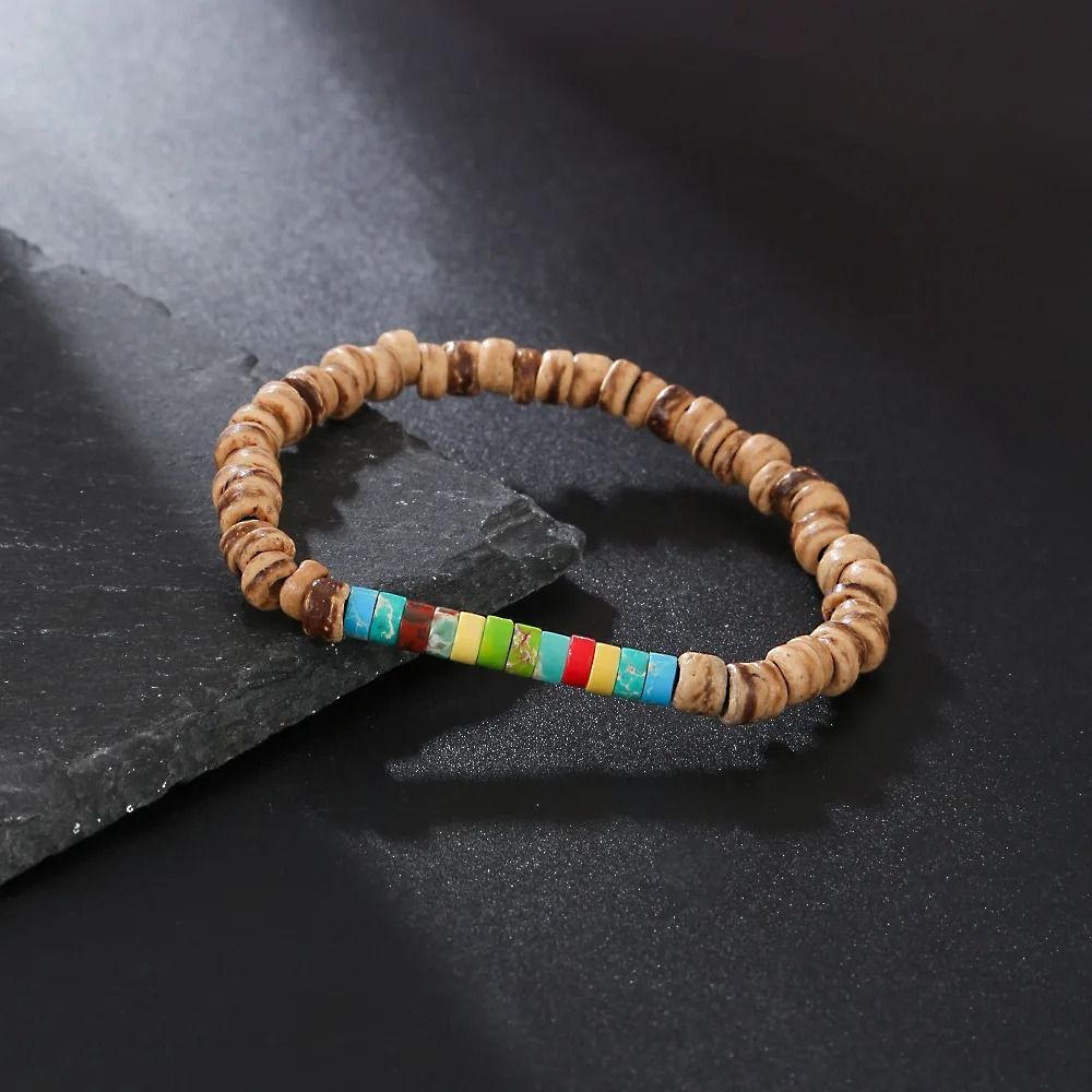 Vintage Beaded Bracelet For Men With Skull And Natural Stone Accents 21