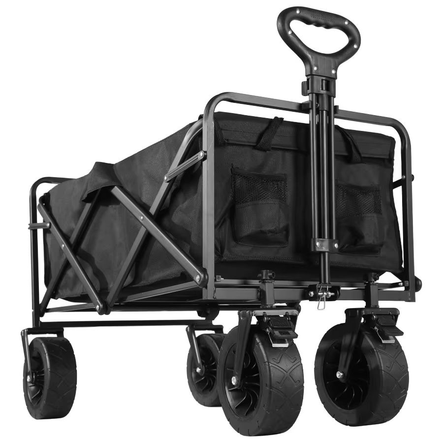 Collapsible Folding Utility Wagon Cart Heavy Duty Outdoor Beach Trolley with Large Capacity