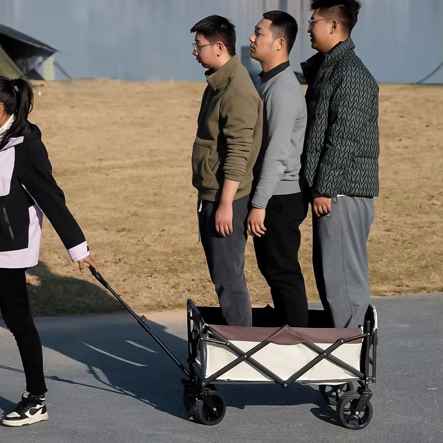 Collapsible Folding Utility Wagon Cart Heavy Duty Outdoor Beach Trolley With Large Capacity 5