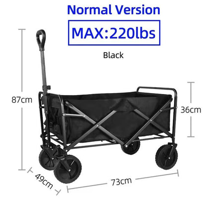 Collapsible Folding Utility Wagon Cart Heavy Duty Outdoor Beach Trolley With Large Capacity 8