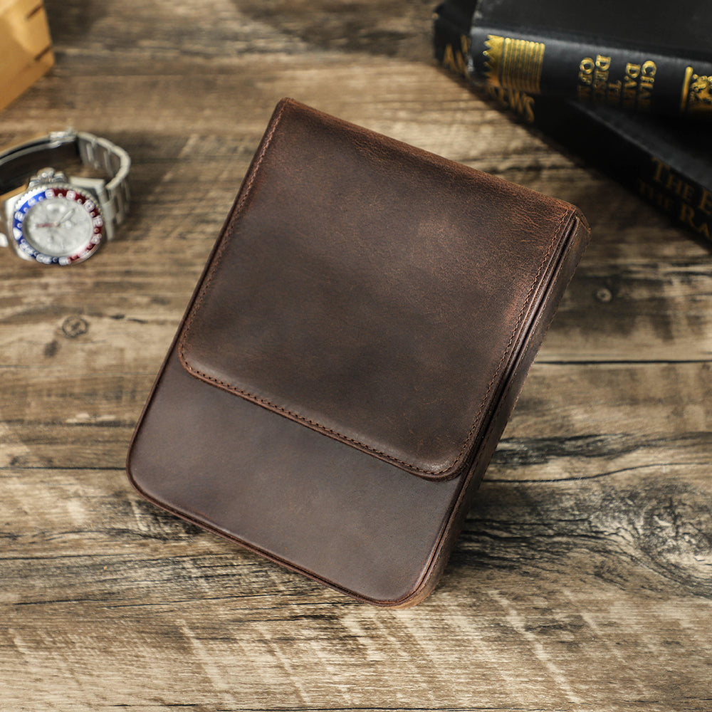 Leather Fountain Pen Case Handmade Cowhide Pen Pouch Organizer For Adults Students Office Retro Pen 6