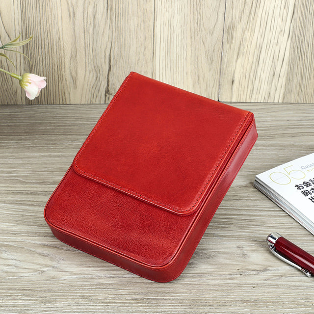 Leather Fountain Pen Case Handmade Cowhide Pen Pouch Organizer For Adults Students Office Retro Pen 8