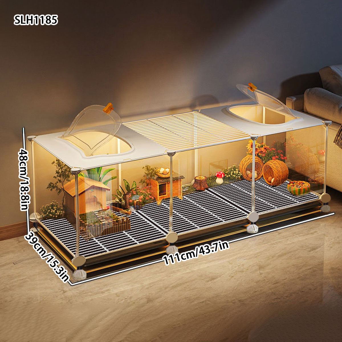 Indoor Rutin Chicken Cage for Quail Poultry, Large Winter Pet Raising Box Landscaping Viewing Hut for Backyard Chicken