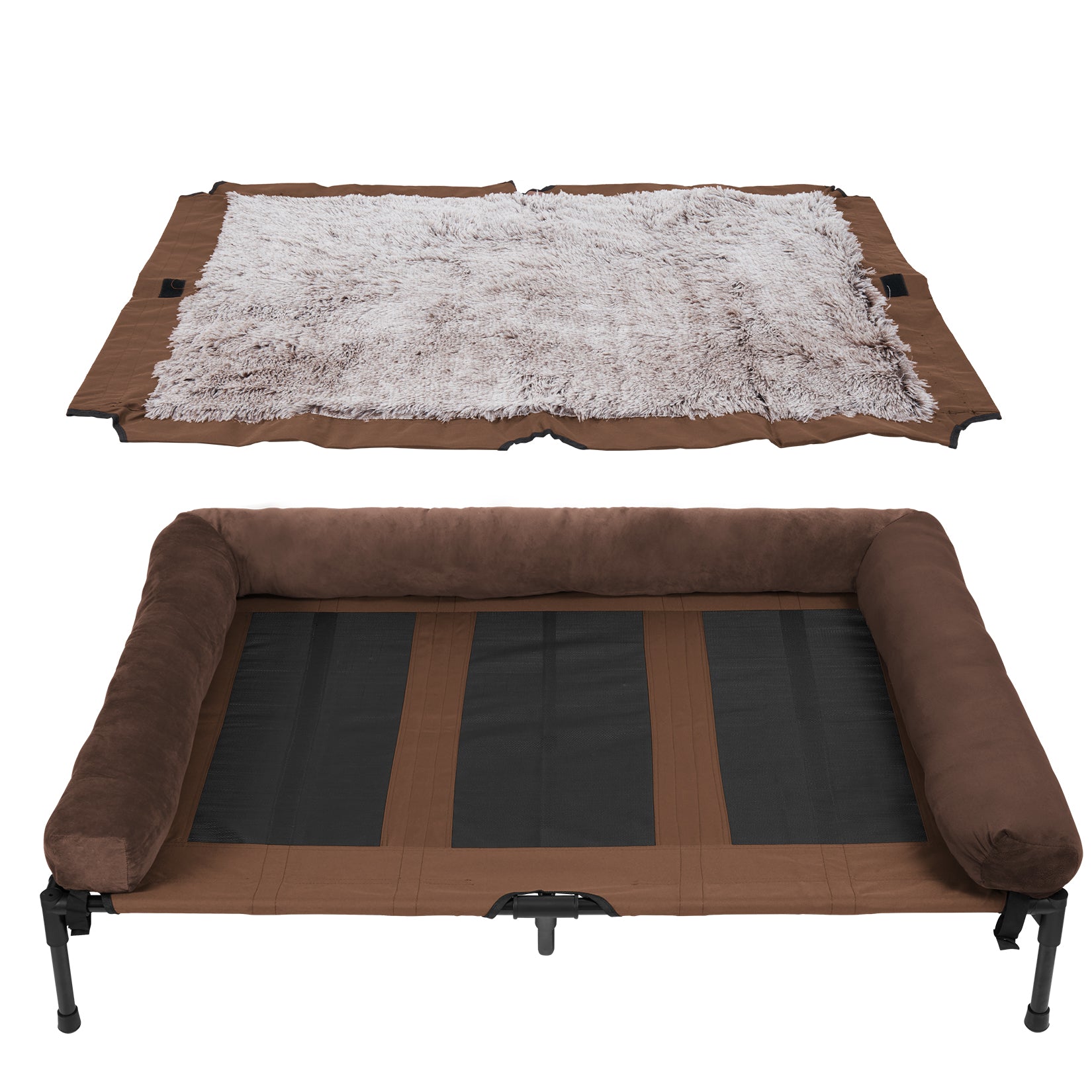 Extra Large Cooling Elevated Dog & Pet Cot Bed, Waterproof Raised Lounger with Supportive Bolster, Indoor/Outdoor Use