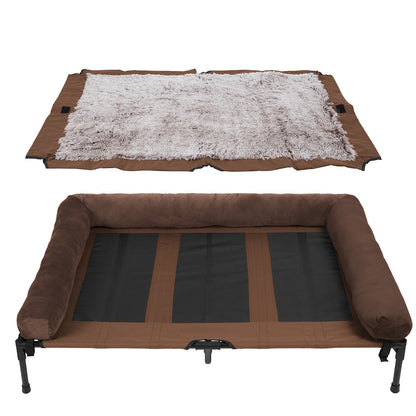 Extra Large Cooling Elevated Dog & Pet Cot Bed, Waterproof Raised Lounger with Supportive Bolster, Indoor/Outdoor Use