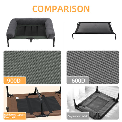 Extra Large Cooling Elevated Dog & Pet Cot Bed, Waterproof Raised Lounger with Supportive Bolster, Indoor/Outdoor Use