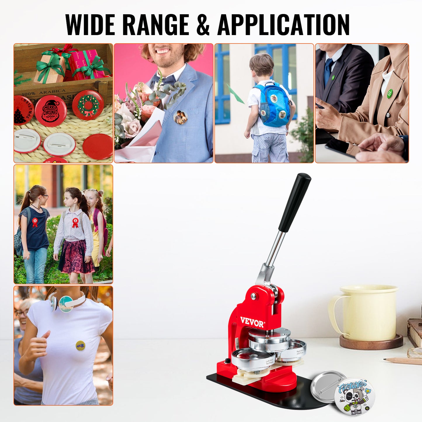 SucceBuy DIY Badge Maker Machine with Button Parts, Custom Round Pin Press Kit for Crafts, Logo, Gifts, Promotions