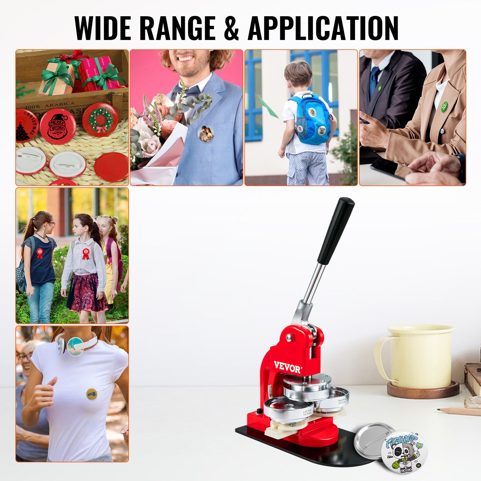 SucceBuy DIY Badge Maker Machine with Button Parts, Custom Round Pin Press Kit for Crafts, Logo, Gifts, Promotions