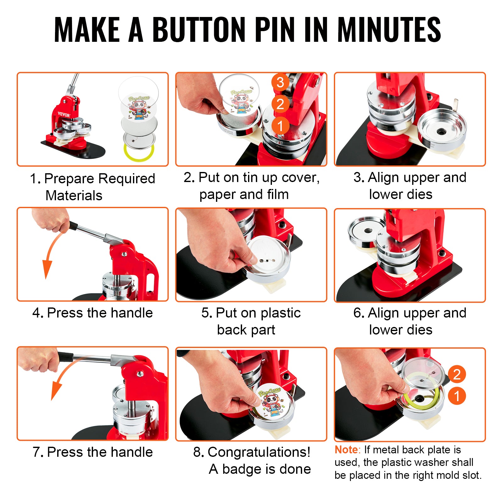 SucceBuy DIY Badge Maker Machine with Button Parts, Custom Round Pin Press Kit for Crafts, Logo, Gifts, Promotions
