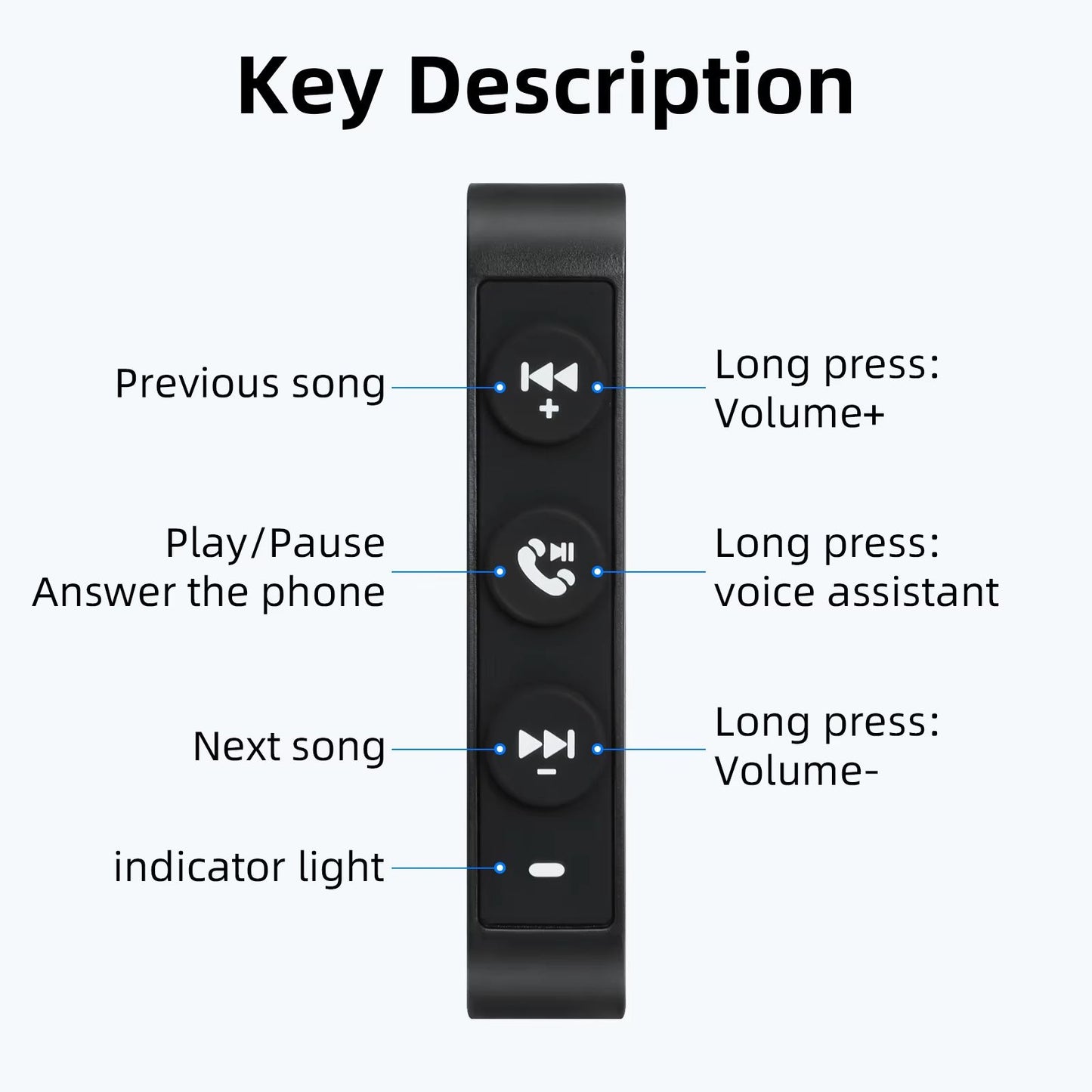 Bluetooth Motorcycle Handlebar Remote Control  Wireless Steering Wheel Media Button For Smartphone  4