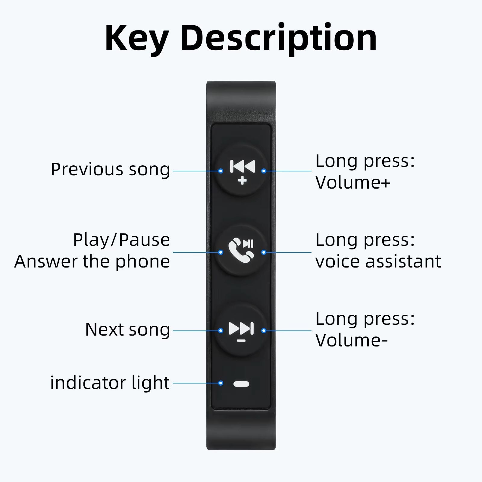 Bluetooth Motorcycle Handlebar Remote Control  Wireless Steering Wheel Media Button For Smartphone  4
