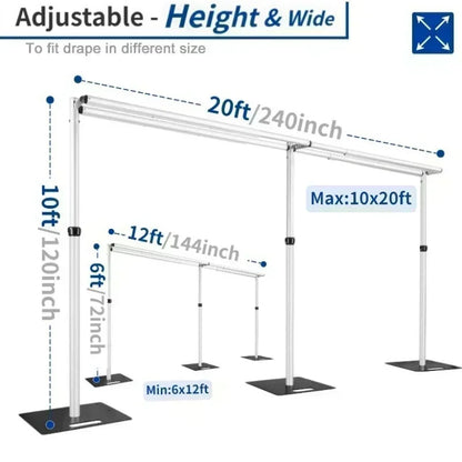 Portable Double Crossbar Pipe  Drape Backdrop Stand Kit Wedding Curtain Display Aluminum Pipe Frame 1