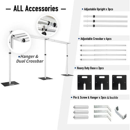 Portable Double Crossbar Pipe  Drape Backdrop Stand Kit Wedding Curtain Display Aluminum Pipe Frame 3