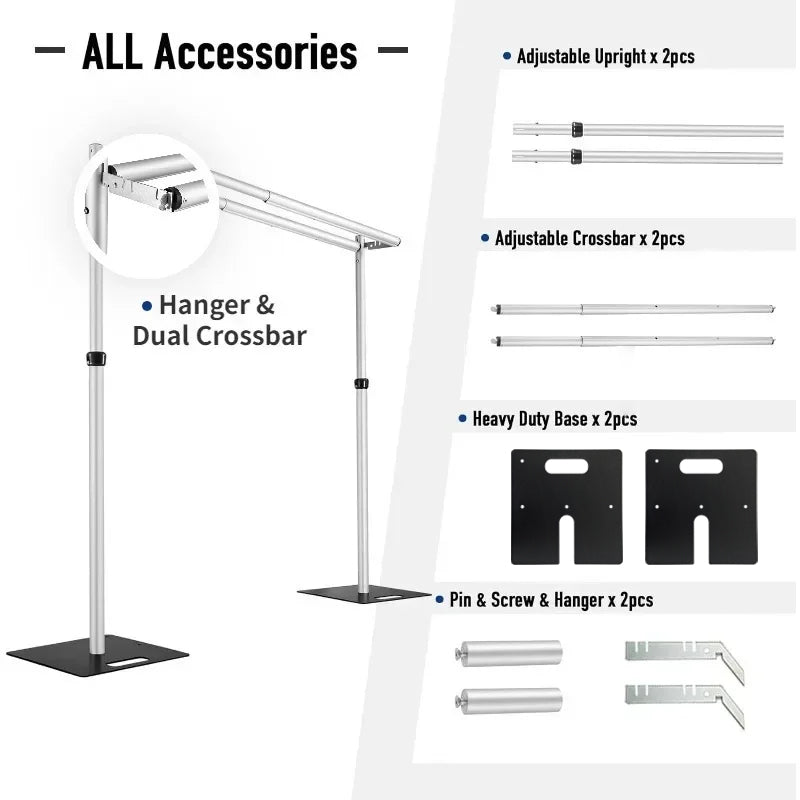 Portable Double Crossbar Pipe  Drape Backdrop Stand Kit Wedding Curtain Display Aluminum Pipe Frame 4