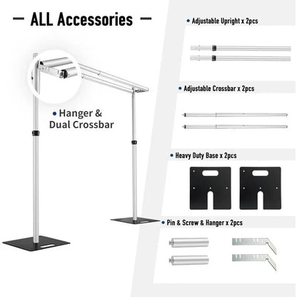 Portable Double Crossbar Pipe  Drape Backdrop Stand Kit Wedding Curtain Display Aluminum Pipe Frame 4