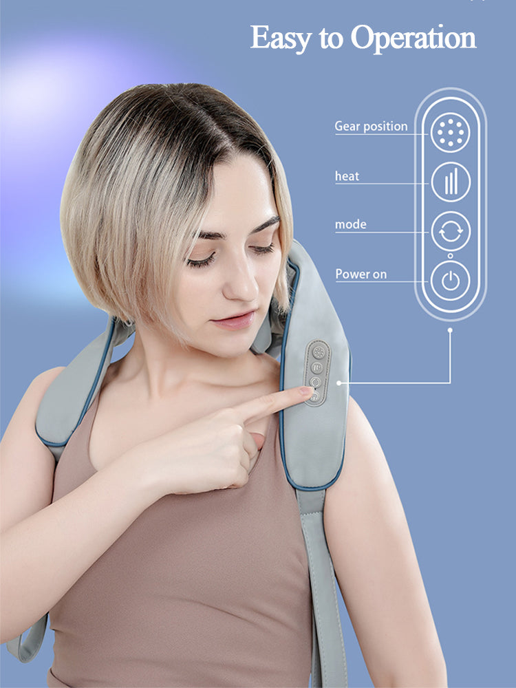 Wireless Trapezius Neck Back Massager With 8 Heads Electric Kneading Massage Shawl For Neck Shoulde
