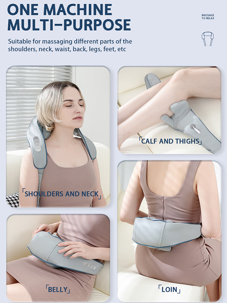 Wireless Trapezius Neck Back Massager With 8 Heads Electric Kneading Massage Shawl For Neck Shoulde