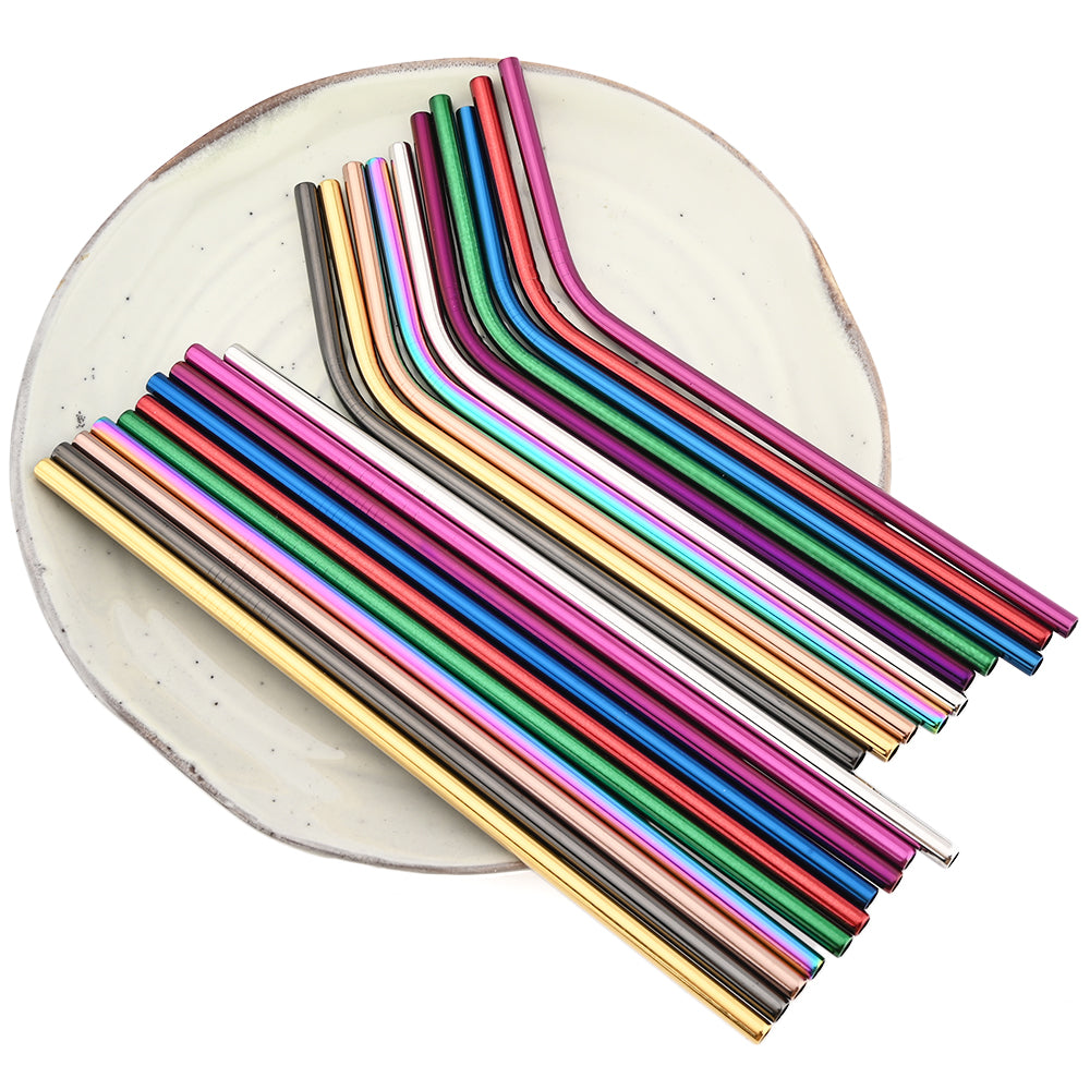 Colorful 304 Stainless Steel Metal Straws Set Reusable Drinking Straws With Brush  Cocktail Straw 2