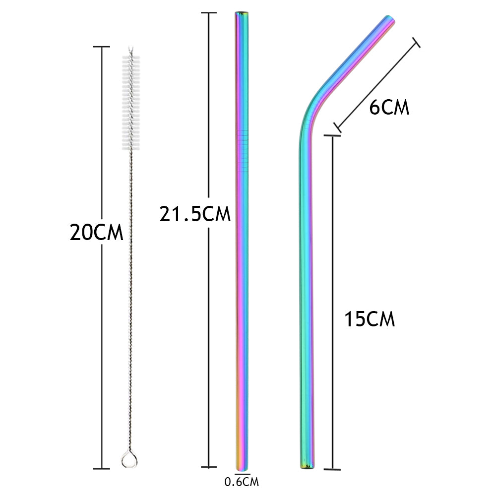 Colorful 304 Stainless Steel Metal Straws Set Reusable Drinking Straws With Brush  Cocktail Straw 5