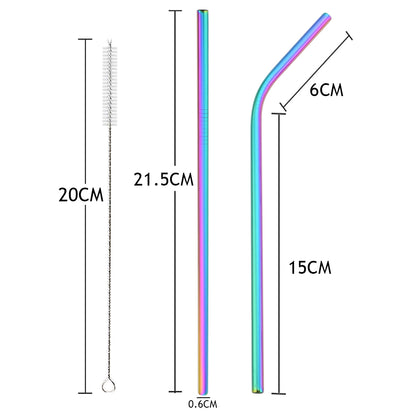 Colorful 304 Stainless Steel Metal Straws Set Reusable Drinking Straws With Brush  Cocktail Straw 5