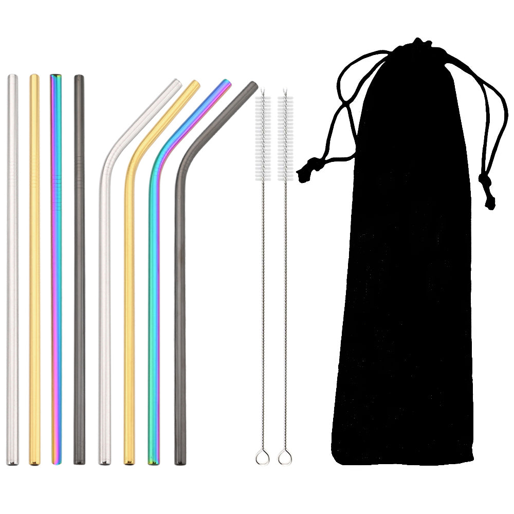 Colorful 304 Stainless Steel Metal Straws Set Reusable Drinking Straws With Brush  Cocktail Straw 8