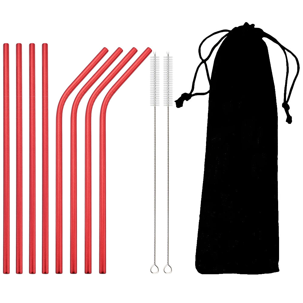 Colorful 304 Stainless Steel Metal Straws Set Reusable Drinking Straws With Brush  Cocktail Straw 12