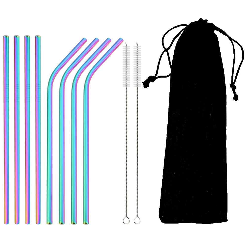 Colorful 304 Stainless Steel Metal Straws Set Reusable Drinking Straws With Brush  Cocktail Straw 15