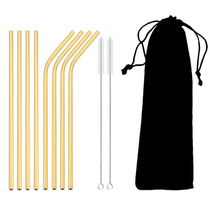 Colorful 304 Stainless Steel Metal Straws Set Reusable Drinking Straws With Brush  Cocktail Straw 13