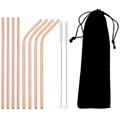 Colorful 304 Stainless Steel Metal Straws Set Reusable Drinking Straws With Brush  Cocktail Straw 14